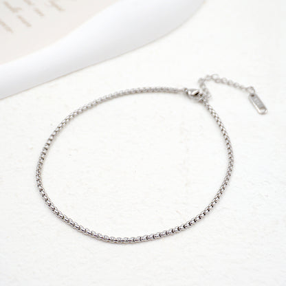 Casual Simple Style Solid Color Titanium Steel Knitting Women's Anklet