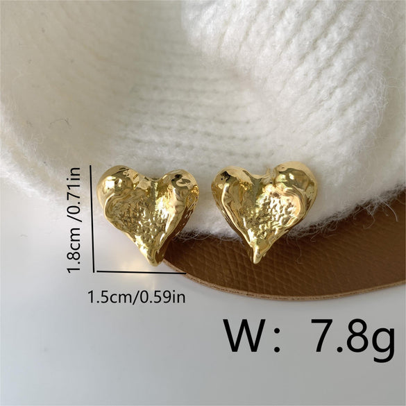 1 Pair Simple Style Heart Shape Plating Copper 18K Gold Plated Ear Studs