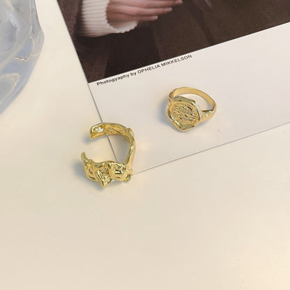 Wholesale Jewelry Simple Style Solid Color Alloy Gold Plated Irregular Plating Rings