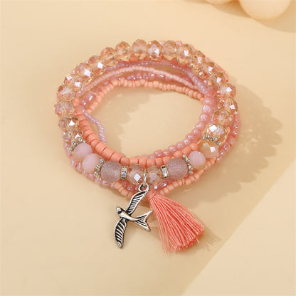 Ethnic Style Simple Style Pineapple Bird Glass Beaded Tassel Women's Bracelets