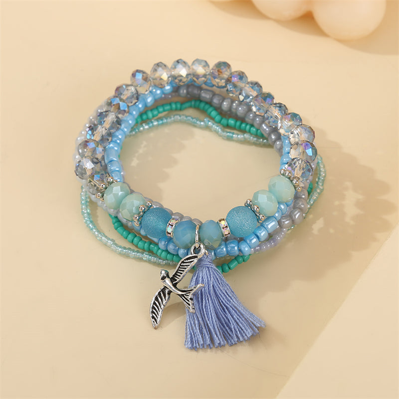 Ethnic Style Simple Style Pineapple Bird Glass Beaded Tassel Women's Bracelets