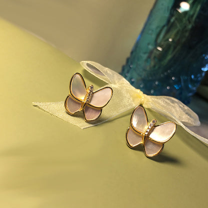 1 Pair Commute Butterfly Plating Inlay Copper Zircon 18K Gold Plated Ear Studs