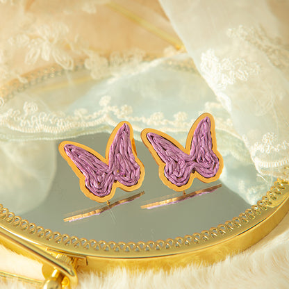 1 Pair Simple Style Classic Style Butterfly Plating Stainless Steel Alloy Gold Plated Ear Studs