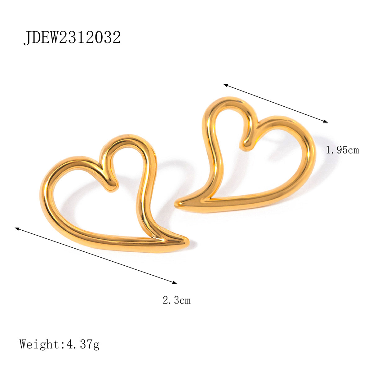 1 Pair Simple Style Classic Style Heart Shape Plating Stainless Steel 18K Gold Plated Ear Studs