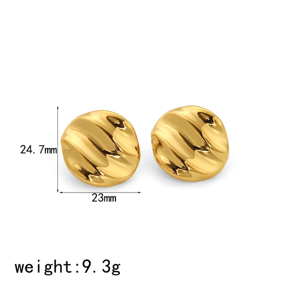 1 Pair Casual Simple Style Round Polishing Stainless Steel 18K Gold Plated Ear Studs
