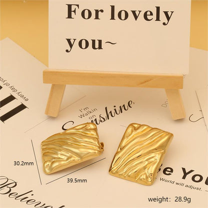 1 Pair Hip-Hop Oversized Geometric Lacquer Painting Plating Stainless Steel 18K Gold Plated Ear Studs