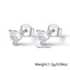 1 Pair Casual Cute Solid Color Heart Shape Plating Inlay Sterling Silver Zircon White Gold Plated Ear Studs