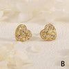 1 Pair Vintage Style Commute Heart Shape Flower Plating Inlay Copper Zircon 18K Gold Plated Ear Studs