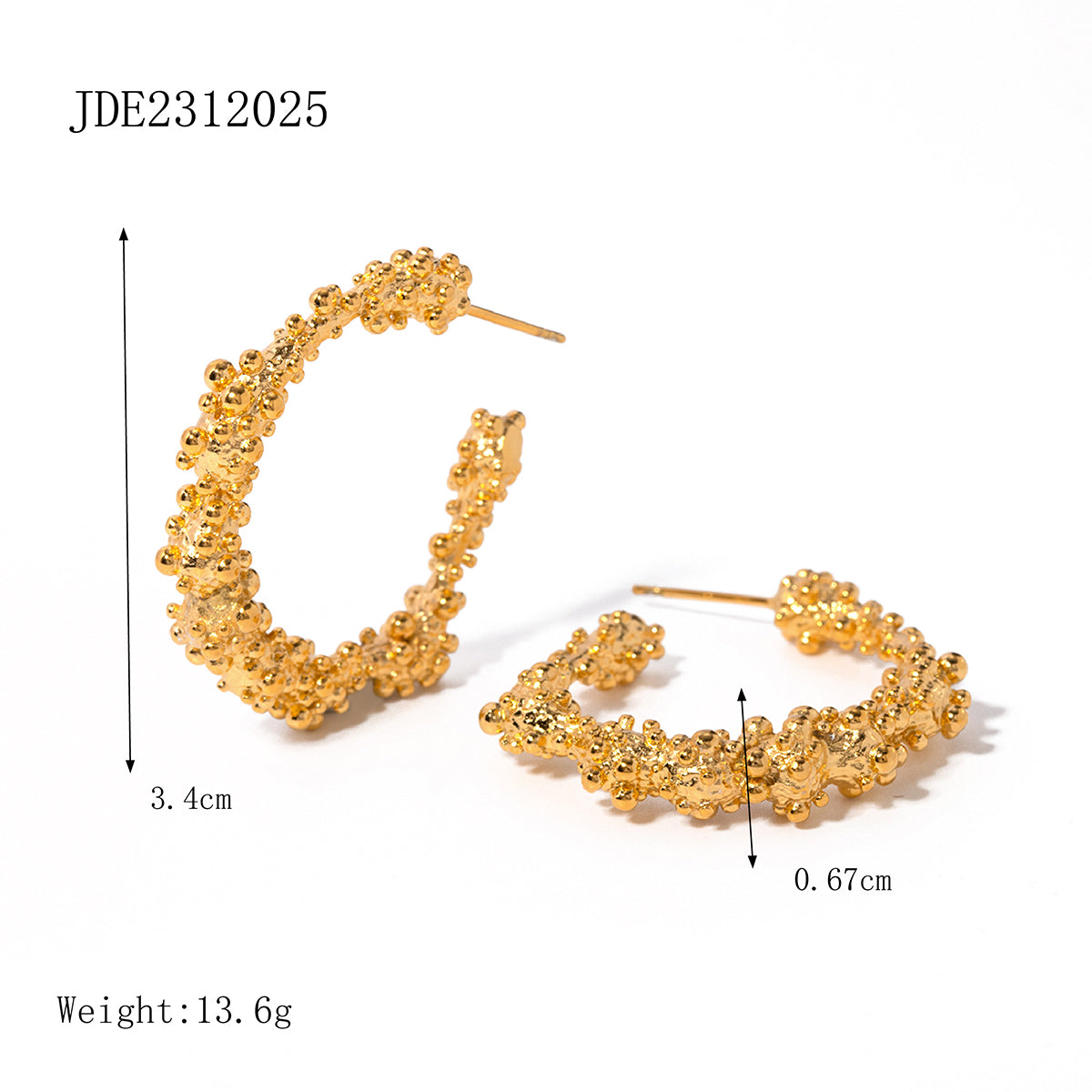 1 Pair Simple Style Classic Style C Shape Plating Stainless Steel 18K Gold Plated Ear Studs