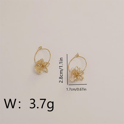 1 Pair Simple Style Shell Plating Copper 18K Gold Plated Drop Earrings