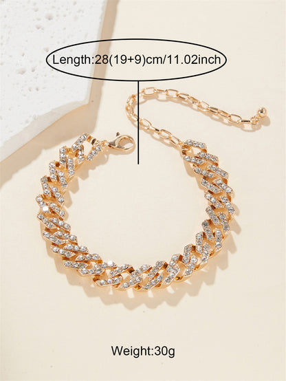 Hip-Hop Beach Geometric Alloy Inlay Rhinestones 18K Gold Plated Unisex Anklet