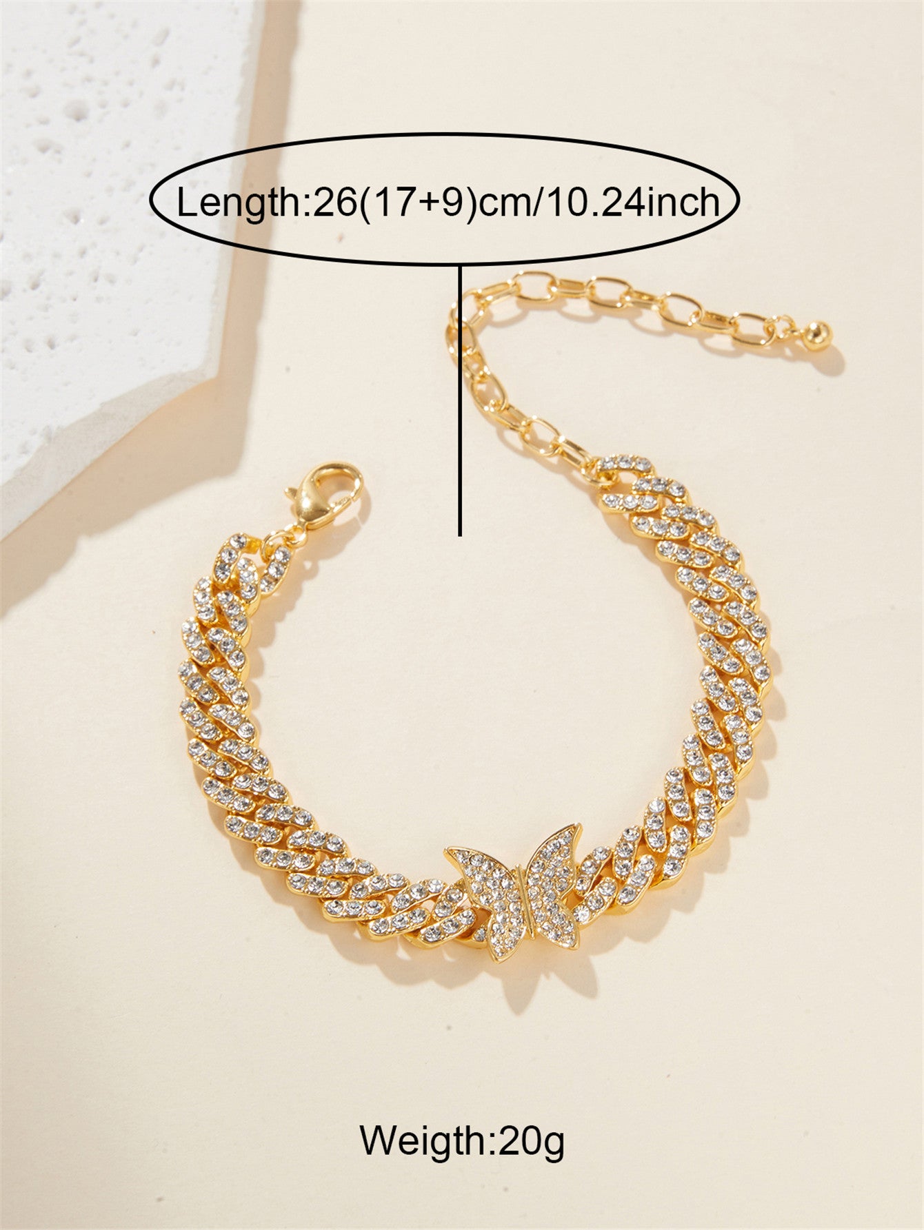 Hip-Hop Beach Geometric Alloy Inlay Rhinestones 18K Gold Plated Unisex Anklet