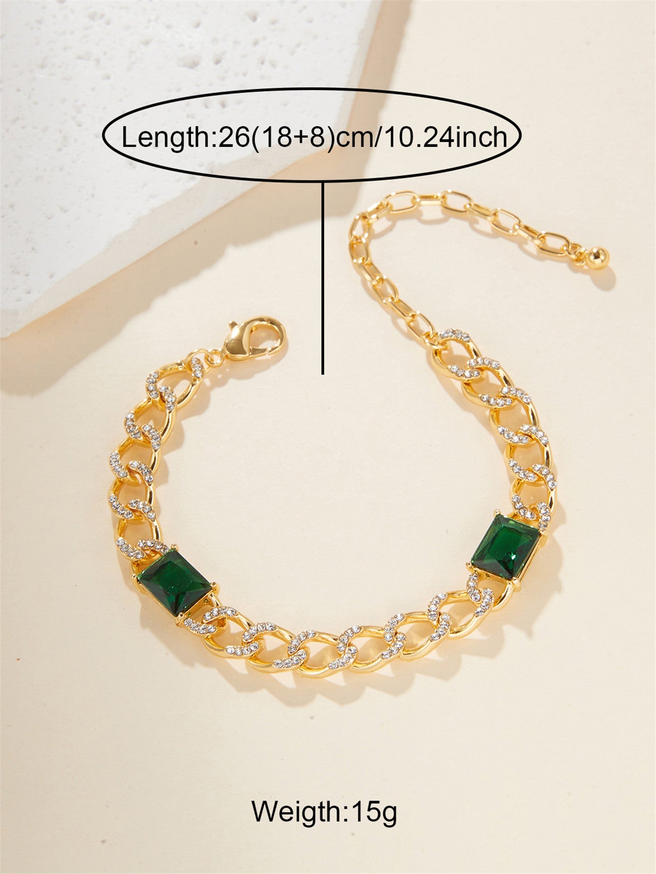 Hip-Hop Beach Geometric Alloy Inlay Rhinestones 18K Gold Plated Unisex Anklet