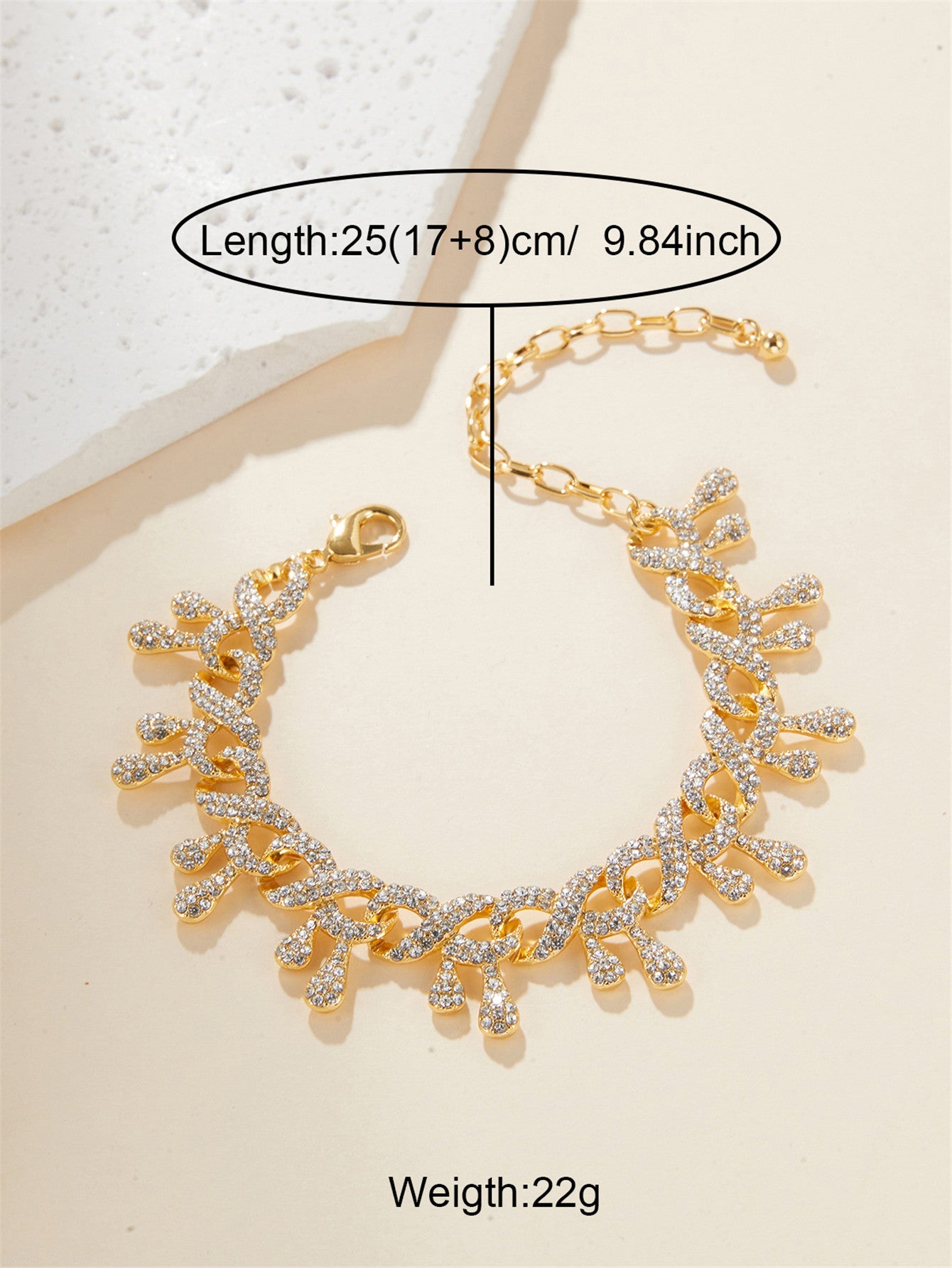 Hip-Hop Beach Geometric Alloy Inlay Rhinestones 18K Gold Plated Unisex Anklet