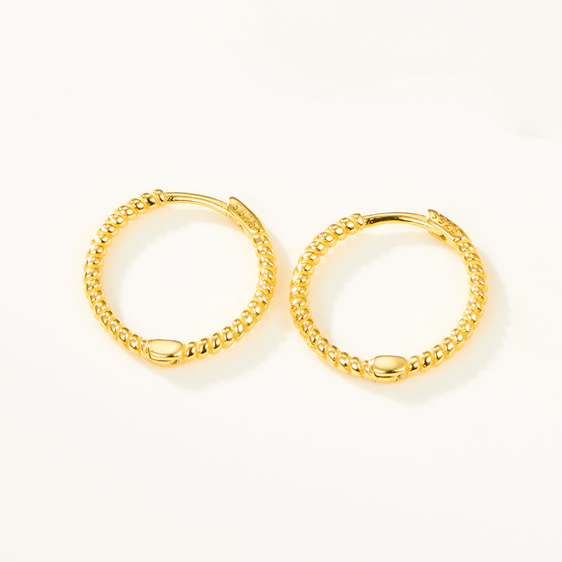 1 Pair Casual Hip-Hop Circle Round Plating Sterling Silver White Gold Plated Gold Plated Earrings