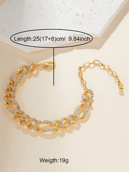 Hip-Hop Beach Geometric Alloy Inlay Rhinestones 18K Gold Plated Unisex Anklet