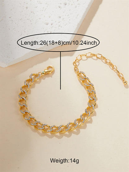 Hip-Hop Beach Geometric Alloy Inlay Rhinestones 18K Gold Plated Unisex Anklet