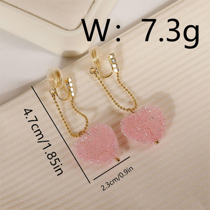 1 Pair Cute Sweet Heart Shape Plating Inlay Copper Rhinestones 18K Gold Plated Drop Earrings