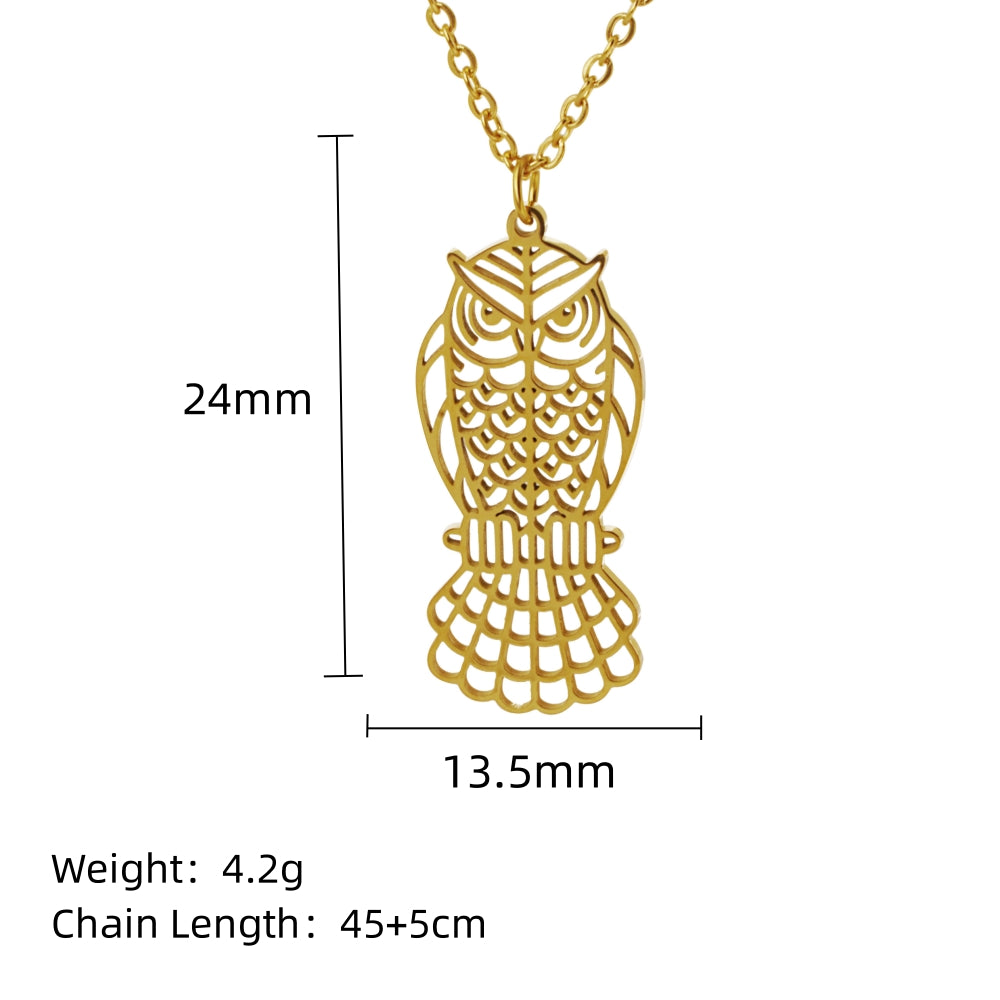 Stainless Steel 18K Gold Plated Simple Style Animal Plating Hollow Out Pendant Necklace