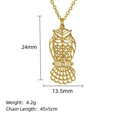 Stainless Steel 18K Gold Plated Simple Style Animal Plating Hollow Out Pendant Necklace