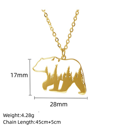 Stainless Steel 18K Gold Plated Simple Style Animal Plating Hollow Out Pendant Necklace