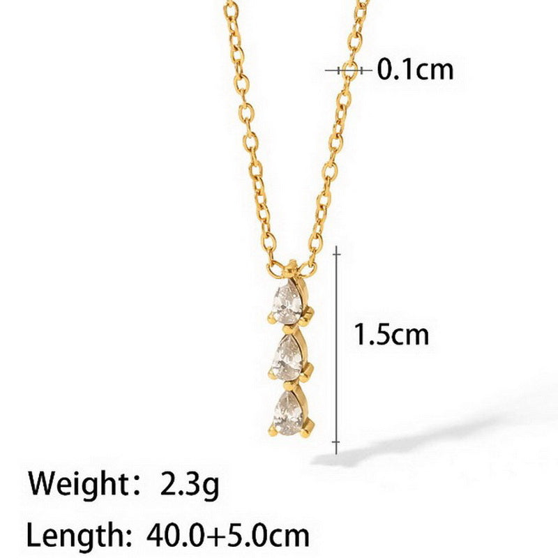 Stainless Steel Simple Style Butterfly Inlay Zircon Pendant Necklace