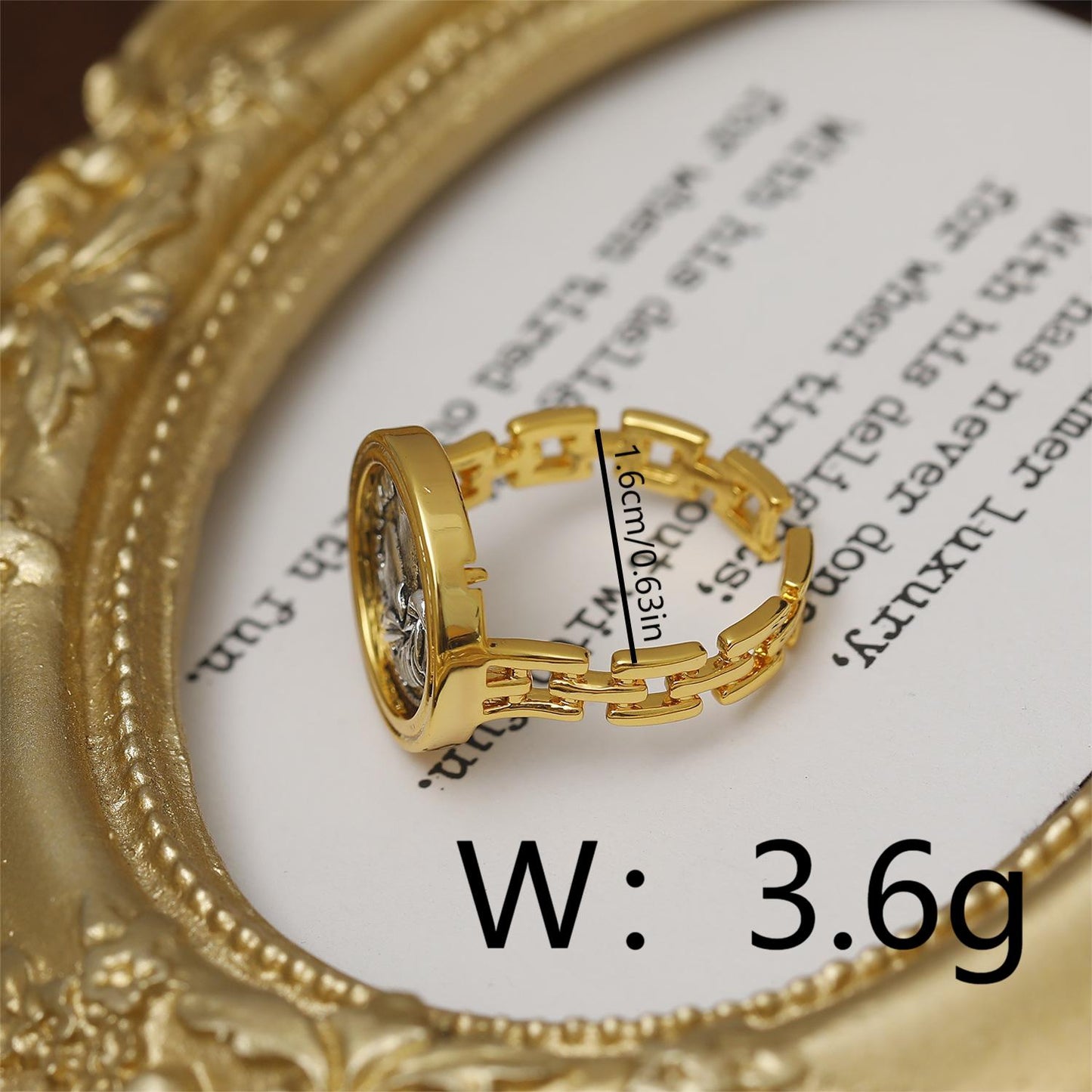 Wholesale Vacation Simple Style Square Copper Plating 18K Gold Plated Wide Band Rings