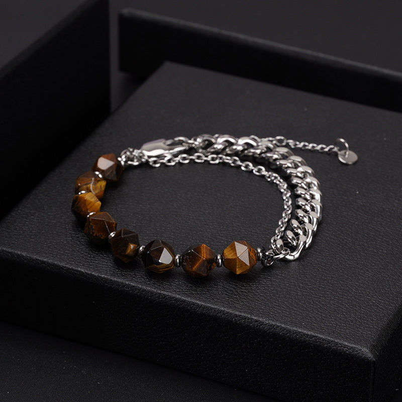 Stainless Steel Natural Stone Simple Style Classic Style Gem Beaded Bracelets