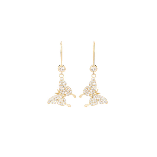 1 Pair Simple Style Classic Style Solid Color Plating Inlay Sterling Silver Zircon 14K Gold Plated Drop Earrings