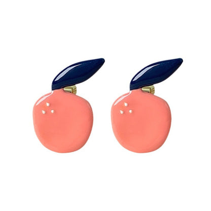 1 Pair Cute Flower Apple Enamel Copper 18K Gold Plated Earrings