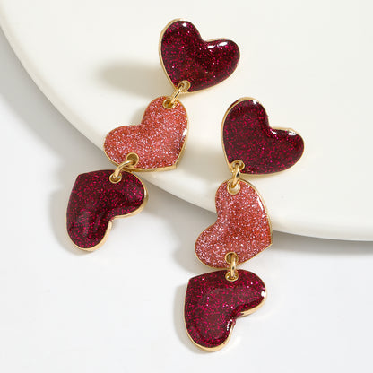 1 Pair Simple Style Classic Style Heart Shape Enamel Alloy Drop Earrings