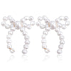 1 Pair Elegant Bow Knot Inlay Imitation Pearl Alloy Pearl Ear Studs