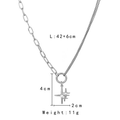 Stainless Steel Simple Style Cross Plating Pendant Necklace