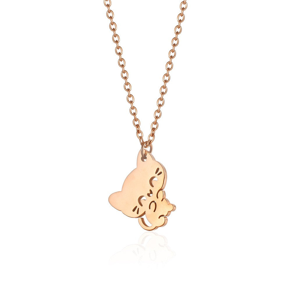 Stainless Steel 18K Gold Plated Simple Style Animal Letter Hollow Out Necklace