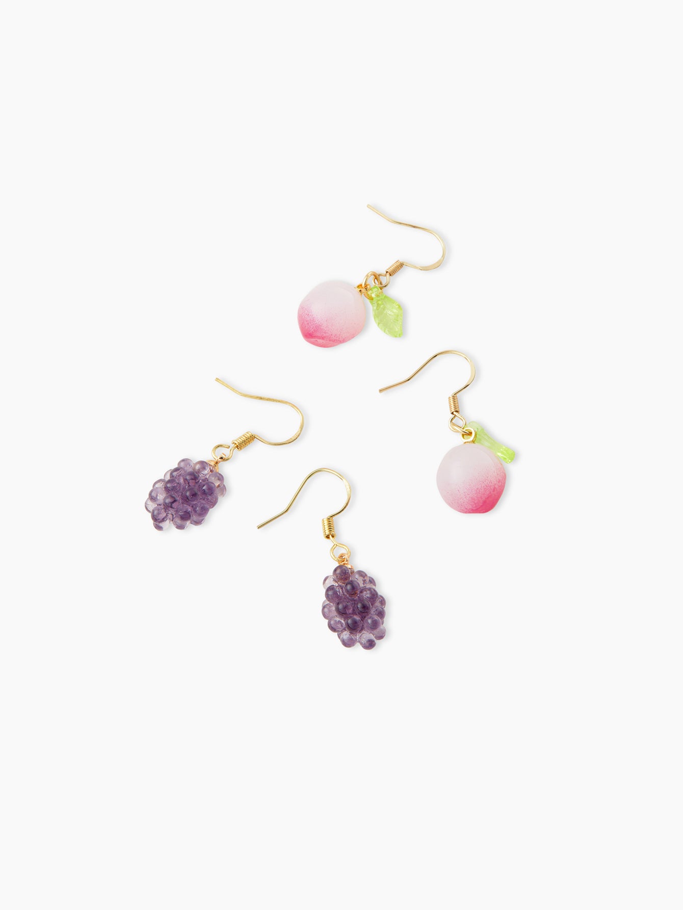 2 Pairs Cute Fruit Grape Inlay Synthetic Resin Resin 18K Gold Plated Ear Hook