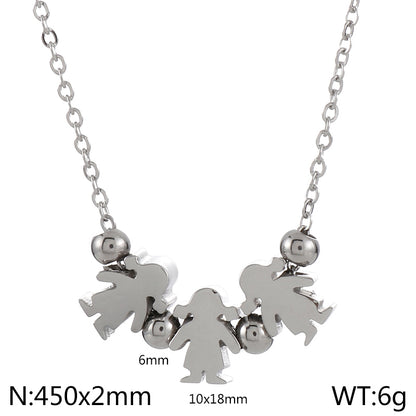 Stainless Steel Simple Style Human Pendant Necklace