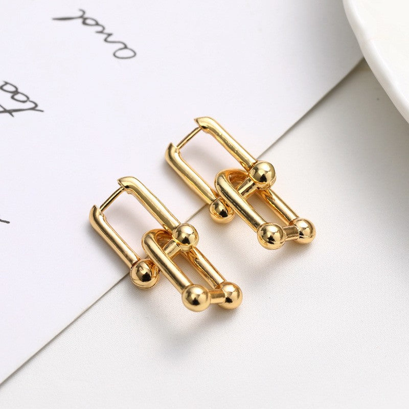 1 Pair Elegant Human Face Copper 18K Gold Plated Drop Earrings