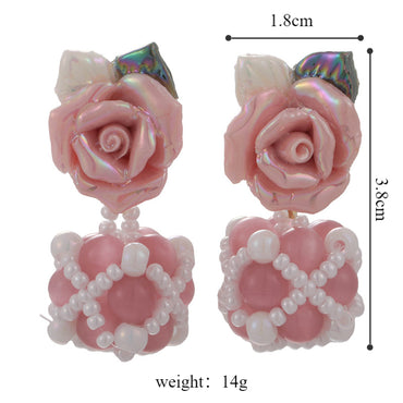 1 Pair Cute Flower Glass Ceramics Ear Studs