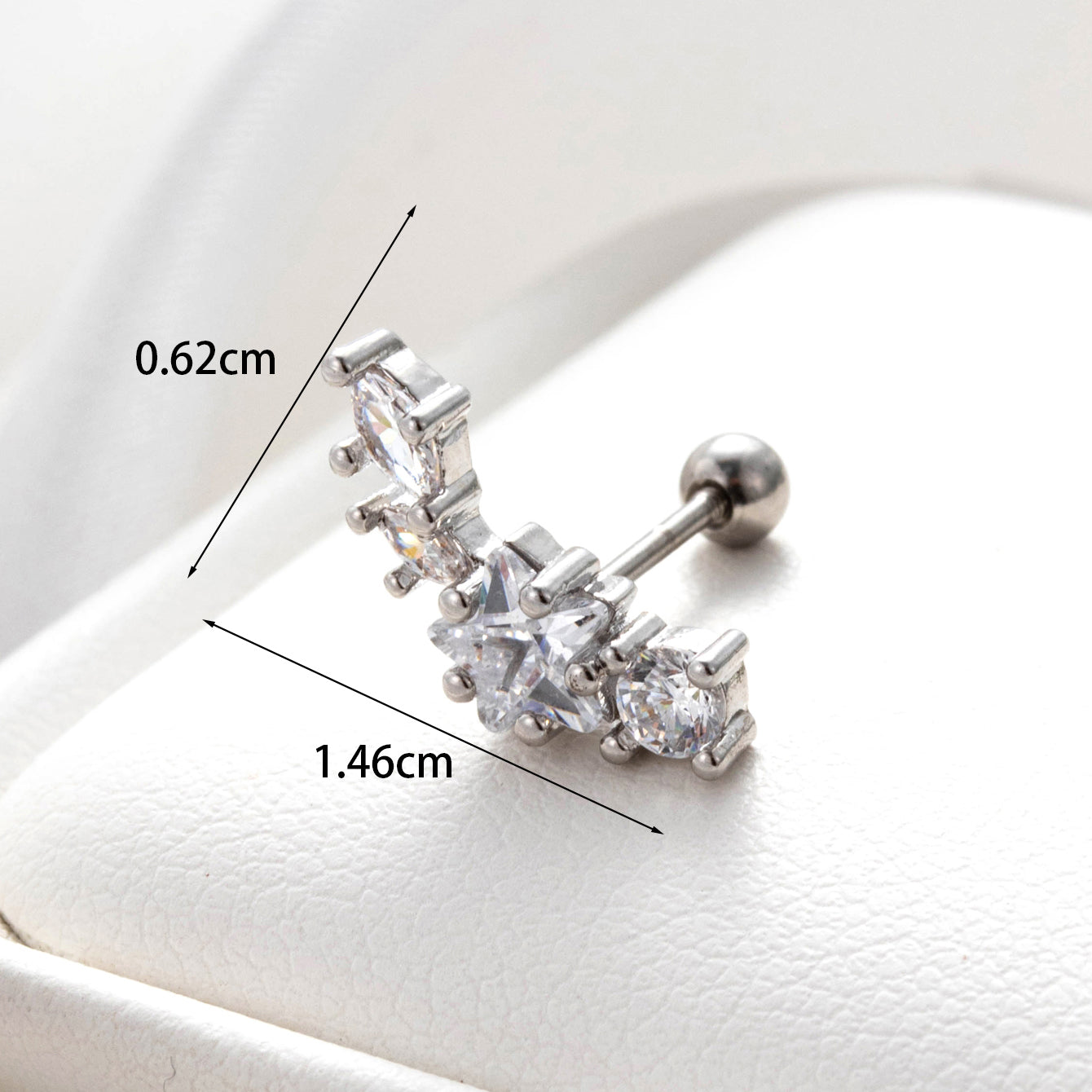 1 Piece Simple Style Star Butterfly Inlay Stainless Steel Copper Zircon Ear Studs