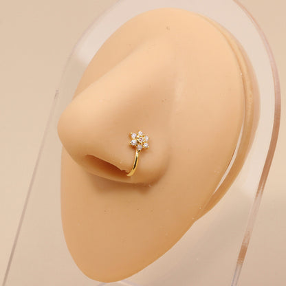 1 Piece Nose Rings & Studs Simple Style Geometric Metal Plating Inlay Zircon Nose Rings & Studs