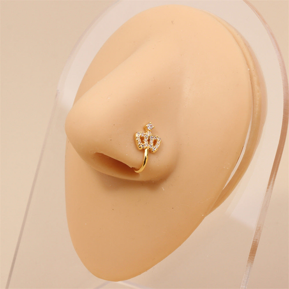 1 Piece Nose Rings & Studs Simple Style Geometric Metal Plating Inlay Zircon Nose Rings & Studs