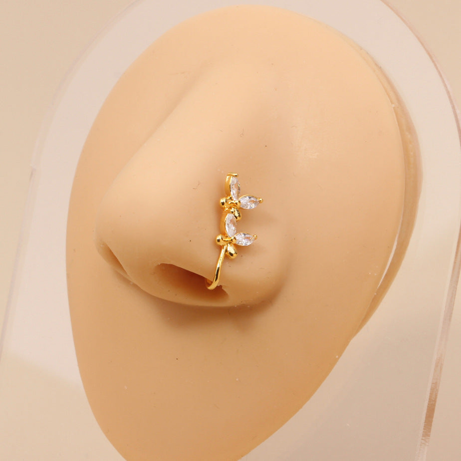 1 Piece Nose Rings & Studs Simple Style Geometric Metal Plating Inlay Zircon Nose Rings & Studs