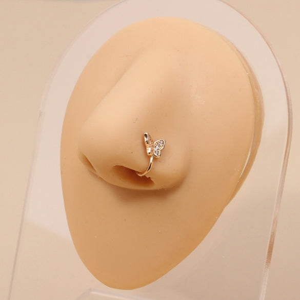 1 Piece Nose Rings & Studs Simple Style Geometric Metal Plating Inlay Zircon Nose Rings & Studs