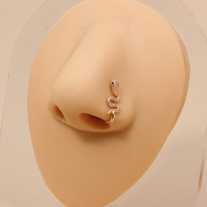 1 Piece Nose Rings & Studs Simple Style Geometric Metal Plating Inlay Zircon Nose Rings & Studs