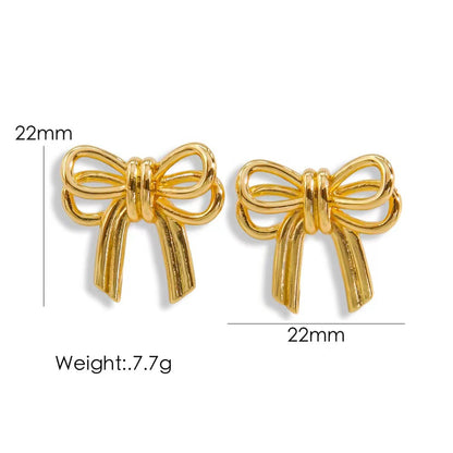 1 Pair Simple Style Heart Shape Bow Knot Plating Alloy Earrings