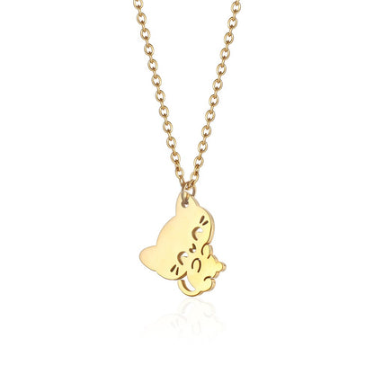 Stainless Steel 18K Gold Plated Simple Style Animal Letter Hollow Out Necklace