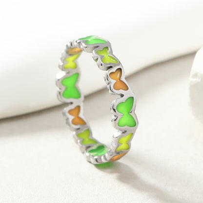 Stainless Steel Sweet Butterfly Enamel Plating Rings