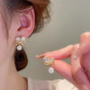 1 Pair IG Style Geometric Plating Inlay Alloy Artificial Pearls Rhinestones Opal Earrings