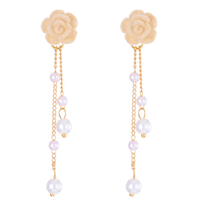 1 Pair Sweet Flower Plating Alloy Plastic Drop Earrings