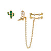 1 Piece Ethnic Style Cactus Tassel Sterling Silver Zircon 18K Gold Plated Drop Earrings